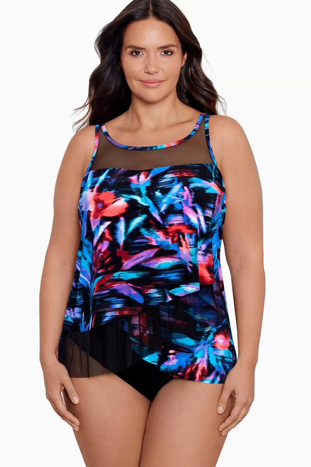Shop Grote Maat Fuego Floral Mirage Tankinitop Vrouwen Tankini-Topjes