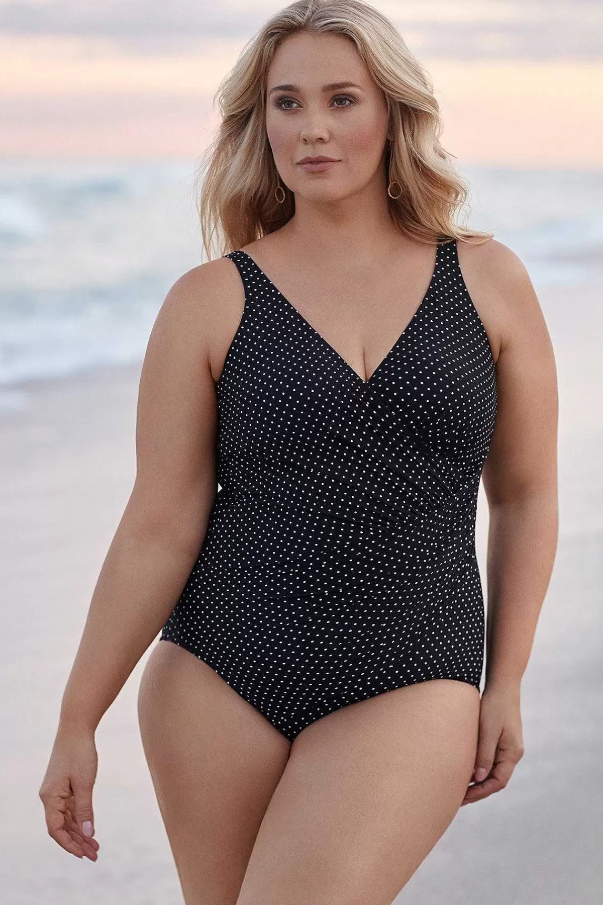Flash Sale Grote Maat Pin Point Oceanus Zwempak Uit Een Stuk Vrouwen Een Stuk