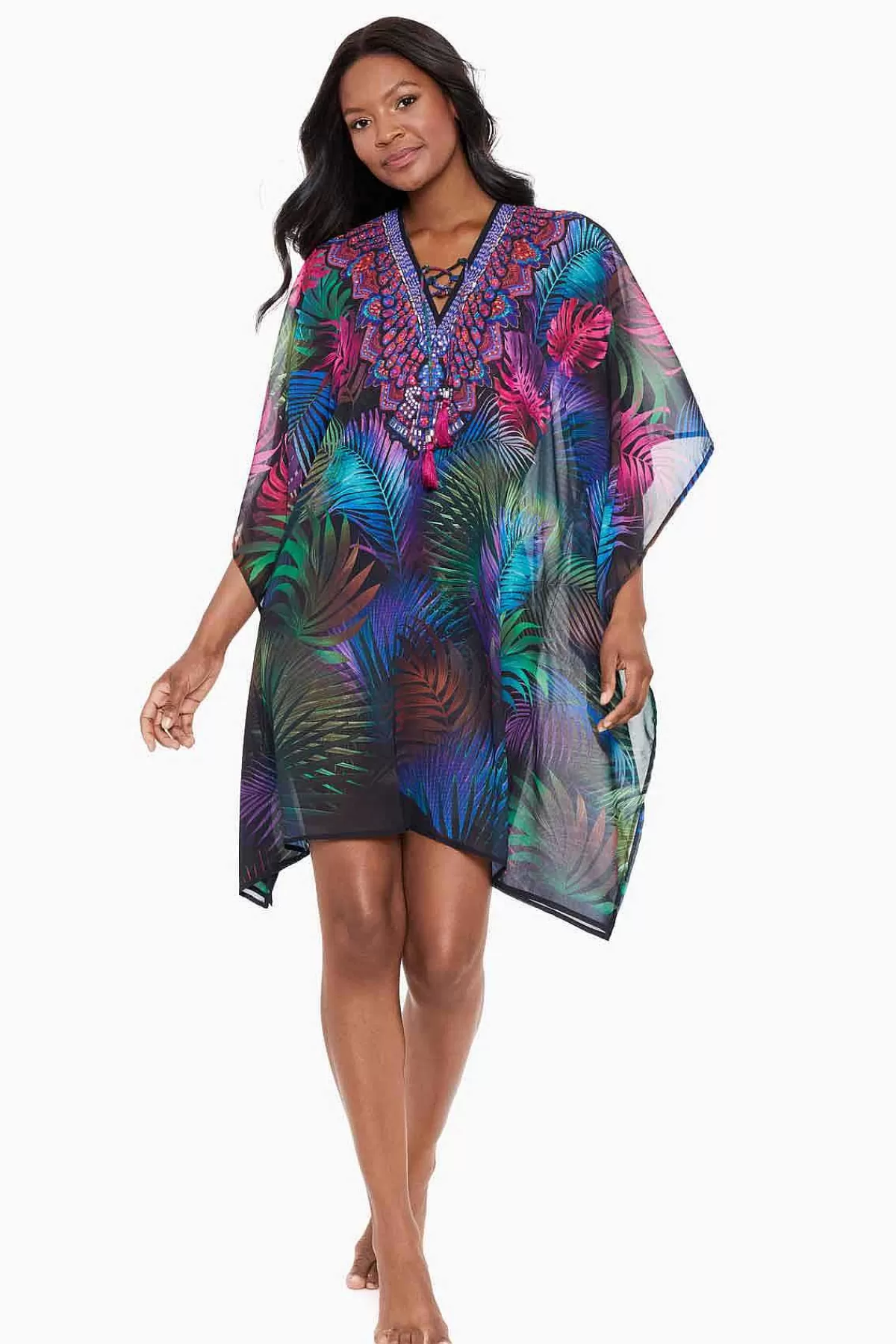 Fashion Pixel Palmas Kaftan Zwemkleding Vrouwen Cover-Ups